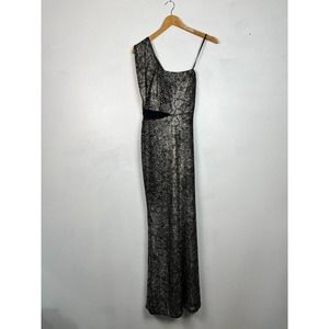 Vintage One Shoulder Formal Faux Snakeskin Dress Small